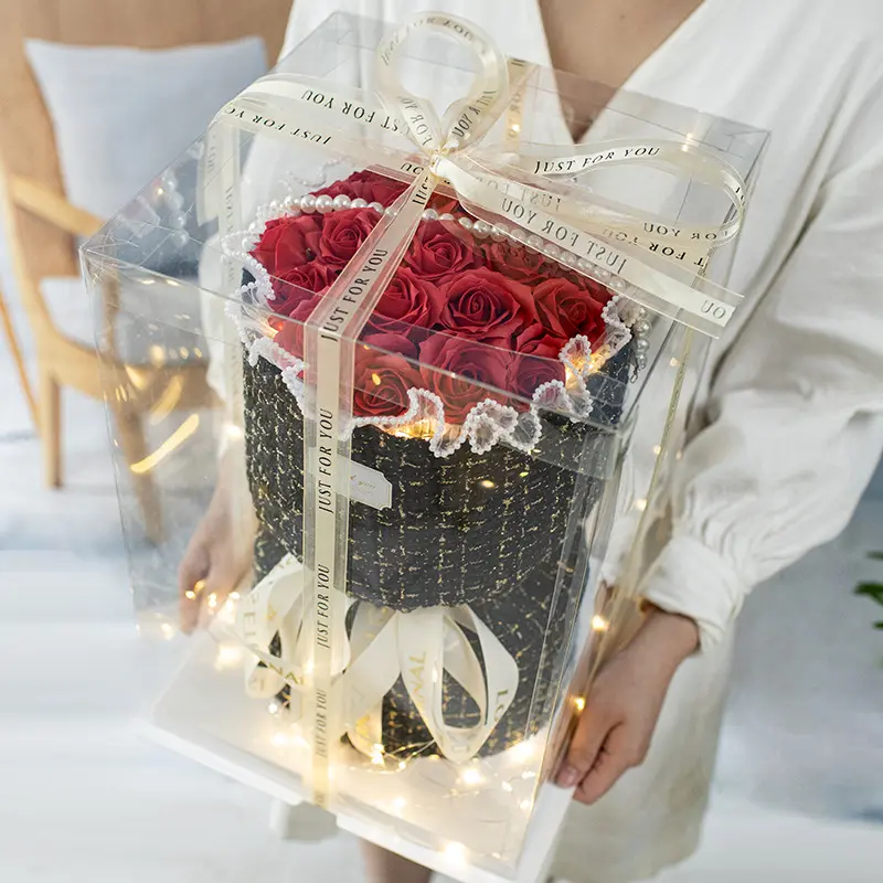 Benutzer definierte Valentinstag 21 Rosen Seifen blumen, Blumen sträuße Geburtstags geschenke, Crushed Ice Orchideen für Frau, Freundin