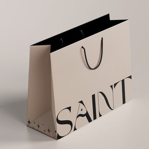 New Product Personalized Brand Drawstring Ribbon Handle <strong>White</strong> Cardboard Paper Gift <strong>Bag</strong> for <strong>Small</strong> Business - Product Image 1