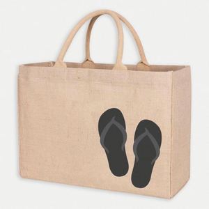 Sacs fourre-tout en jute personnalisés en gros, sacs cadeaux en polyéthylène couleur Noël avec logo pour le shopping - Product Image 4