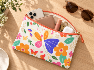 Juego de Bolsas con Cierre de Cremallera con Diseño Personalizado de Mariposas y Flores, Material de Lona, para Uso Diario, 3 Piezas, Tamaño Mediano - Product Image 5
