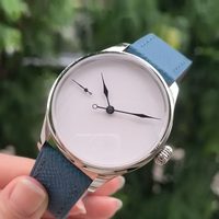 Montre mécanique manuelle simple avec cadran en émail blanc de 41 mm sans graduation, mouvement Seagull St3600k, verre saphir ajouré