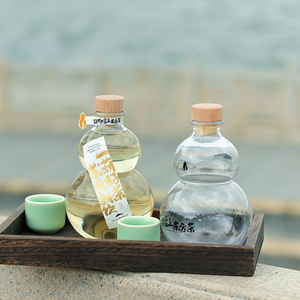 Bouteille de Boisson Jetable en PET 500ml en Forme de Calebasse avec <span class=keywords><strong>Bouchon</strong></span> en Liège, Bouteille de Jus Transparente Style Oriental Guofeng pour Impression Personnalisée - Product Image 5