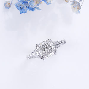 Bague en platine avec diamant taille coussin Messi Jewelry MSR-1359 pour femme - Product Image 1