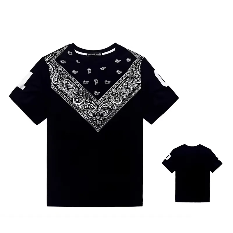 All'ingrosso estate Casual 180 grammi 100% cotone taglie forti t-shirt da uomo t-shirt stampa Paisley