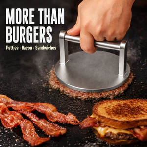 Prensa de Hambúrguer de Aço Inoxidável Durável com Cabo Longo, Antiaderente, Multifuncional para Uso Comercial, Prensa de Carne e Proteína - Product Image 2