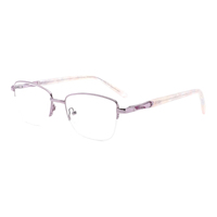 Monture de lunettes optiques de luxe en métal doré semi-cerclée pour femme, en acétate, pour verres de prescription, monture de lunettes de vue tendance et de qualité