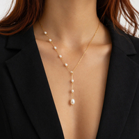 Collier élégant en acier inoxydable plaqué or pour femme, avec pendentif minimaliste en perle naturelle, ras-de-cou, bijoux de mariée, cadeaux