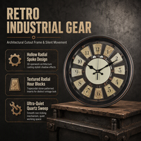 Jam Dinding Plastik Vintage Industrial Berongga Tanpa Suara Tanpa Bunyi Tik-tok, Dioperasikan dengan Baterai, Jarum Retro, Seni Dekoratif, Gantung, Ruang Tamu