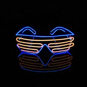 Customized Sound activated electroluminescent sunglasses flashing el wire neon party glasses LED Flashing Festival Glasses