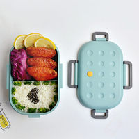Boîte à lunch de stockage des aliments pour enfants scolaires Boîte à bento à 3 compartiments au micro-ondes Conteneurs en plastique de style mignon Plastique PP de qualité alimentaire