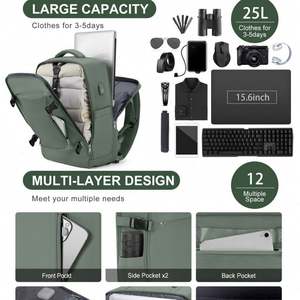 Mochila Multifuncional para Avión, Personalizada, de Gran Capacidad, con Carga USB, Negra, Bolsa de Viaje, Duradera, para Computadora Portátil - Product Image 3