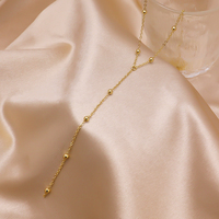 Collier délicat en acier inoxydable plaqué or avec chaîne à billes satellite en forme de Y, fermoir mousqueton réglable, bijoux d'été pour superposition