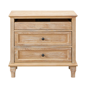 Comodino in Legno da 28 Pollici con 3 Cassetti, Porte USB Tipo C, Tavolino da Notte Stile Rustico con Spazio di Archiviazione - Product Image 2