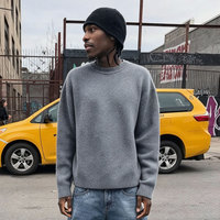 Ensemble de jogging en laine tricotée à manches longues pour homme avec logo personnalisé, pull en mohair brossé à col rond, anti-rides