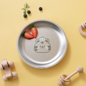 Piatto per <span class=keywords><strong>Bambini</strong></span> con Simpatici Animali Cartoonizzati, Set di <span class=keywords><strong>Piatti</strong></span> Rotondi in Acciaio Inox 304 con 3 Scomparti per <span class=keywords><strong>Bambini</strong></span> e Neonati - Product Image 4