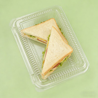 Boîtes à sandwich en gros, transparentes, jetables, personnalisées, en plastique PET, pour pâtisserie, gâteaux, desserts, emballages alimentaires