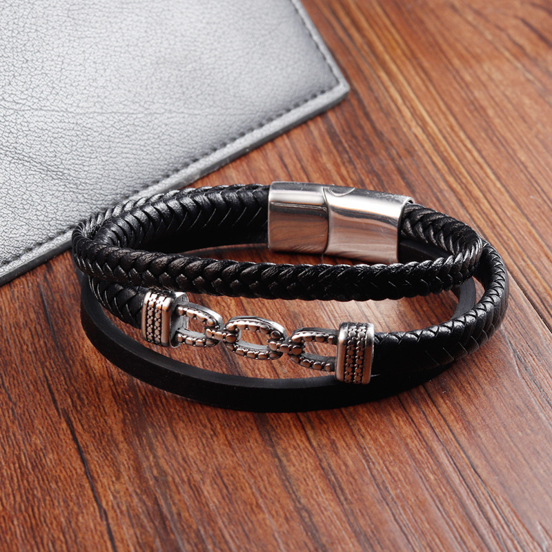 Men s Handmade Multi Layer Black