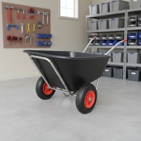 Bac de remplacement en plastique robuste pour brouette agricole, grande capacité d'eau 160L, capacité de charge 200KG (6CBF), modèle WB6418, pour sable