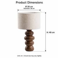 Lampe de table en céramique effet bois, base monobloc ondulée, abat-jour en lin naturel, style Japandi nordique, décoration de chambre à coucher, E27