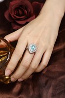 Bague en argent 925 avec diamant de laboratoire bleu et blanc, bicolore, luxueuse, sculpturale, délicate, empilable, certifiée GRA, plaquée rhodium, pour mariage
