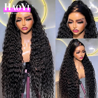 Wig rambut manusia HD transparan 30 36 inci, gelombang air 13x6, wig lace frontal 200% Brazilian Deep Curly 13x4 untuk wanita