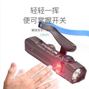 Linterna frontal recargable con sensor de gestos y 3 LED desmontables para senderismo y camping, diseño de tiburón sonriente - Product Image 1