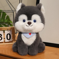 Boneka Husky Bulu Lembut Lucu dengan Bandana, Mainan Anjing Menggemaskan untuk Dekorasi Sofa Rumah, Hadiah Ulang Tahun, Logo Custom, Grosir Tersedia