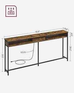 <strong>Console</strong> <strong>Table</strong> with Shelves and Charging Station Outlet for Behind Sofa <strong>Skinny</strong> Entryway or Living Room Furniture - Product Image 4