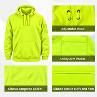 Sweat-shirt à capuche en polaire haute visibilité AS/NZS, 280 g/m², polyester, doublure chaude, vêtements de travail, travaux de construction, logo personnalisé
