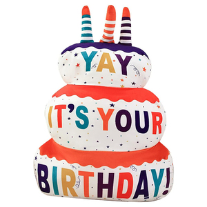 Coussin en peluche géant 3D en forme de gâteau d'anniversaire de 17,7 pouces, doux et mignon, pour cadeaux - Product Image 1