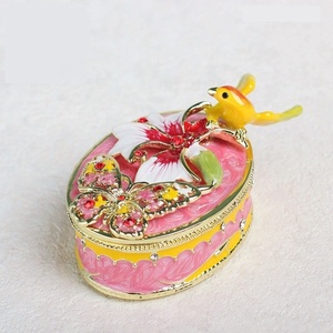 <span class=keywords><strong>Disegno</strong></span> colorato Diamond Setting ovali <span class=keywords><strong>uccellino</strong></span> smaltato scatole <span class=keywords><strong>di</strong></span> gingillo per la decorazione della casa - Product Image 5