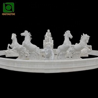 Grande fontaine d'eau décorative de jardin, Sculpture de Chariot de cheval en marbre