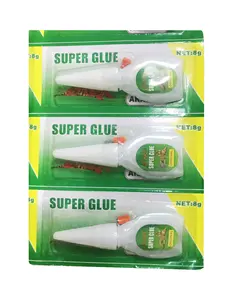 Lem Super kuat 12x3g, Lem instan perekat Cyanoacrylate bening dengan botol plastik