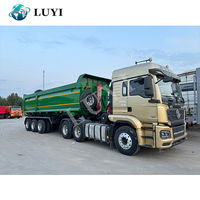 Semi-remorque benne basculante arrière et latérale en acier de type U, 3 essieux, 35/40/45 m³, 60 tonnes, pour transport de sable, sur mesure