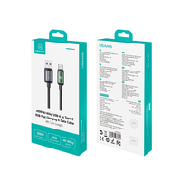 USAMS Best Seller SJ817 20V 5A 100W Pengisi Daya Cepat Kabel Nilon Terjalin Tipe-C dengan Lampu RGB untuk Samsung Huawei iPhone