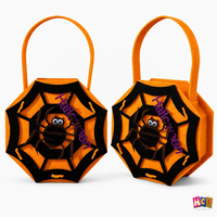 Sac à bonbons en feutre octogonal pour Halloween pour enfants |   6 modèles de sacs fourre-tout non tissés à motifs citrouille, chauve-souris et araignée |   Écologique et réutilisable
