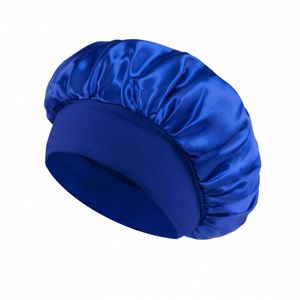 Gorro de Dormir de Seda para Mujer, Color Negro, para Cabello Rizado y Trenzado, Gorro de Satén Grande con Banda Ancha - Product Image 3