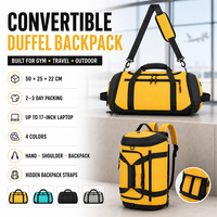Sac à dos convertible OEM personnalisé avec compartiments pour chaussures humides et sèches et sangles cachées pour la gym, les voyages, les sorties en plein air et les escapades de week-end