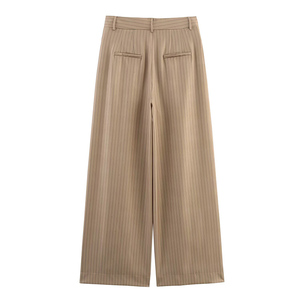 ZATRHMBM primavera e autunno 2025 <span class=keywords><strong>donna</strong></span> nuova moda <span class=keywords><strong>pantaloni</strong></span> a pieghe a righe stile retrò con tasca laterale a vita alta <span class=keywords><strong>pantaloni</strong></span> da <span class=keywords><strong>donna</strong></span> - Product Image 2