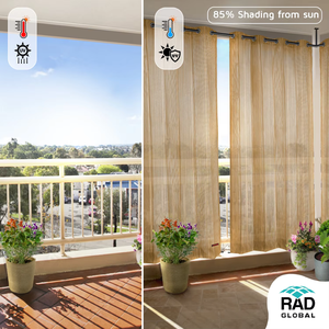 Beige Black HDPE Eyelet Outdoor Curtains 150 GSM with Elegant Neutral Texture Durable Weather Resistant Fabric - Product Image 3