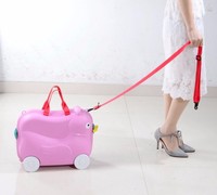 Valise à roulettes pour enfants en forme de canard mignon, 3-en-1, bagage à main de dessin animé, en PP durable et léger, avec serrure et barre de traction, boîte de voyage à roulettes