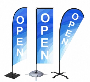 Tùy Chỉnh Quảng Cáo Ngoài Trời Bay Giọt Nước Mắt Giọt Nước Mắt Thả Cờ Lông Biểu Ngữ Bãi Biển Với Cực Lông Đường Cong Cờ - Product Image 1