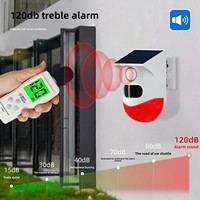 Système d'alarme sonore et lumineux à détecteur de mouvement solaire extérieur étanche IP65 120 dB avec détection infrarouge humaine Sirène ABS