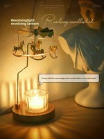 Lanterne rotative en forme de carrousel, bougeoir en cire parfumée, support en forme de cheval, décoration de dîner aux chandelles de Noël