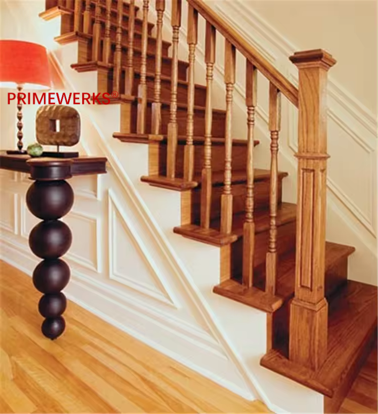 Pasamanos De Madera De Haya TIBU - Longitud 120 Cm, Diámetro 42 Mm, Con 2 Soportes De Acero Inoxidable