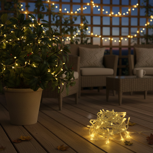 10m. transparent garland 100 LEDs 8 functions warm white mains IP44 (GSC 204600019) - Product Image 3
