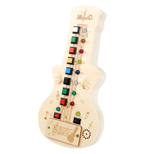 Lumière LED en bois guitare occupée conseil sensoriel musical Montessori jouets d'apprentissage éducatifs pour les tout-petits enfants bébé garçons et filles - Product Image 1