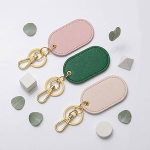 PU Leather Keychain with Metal <b>Rings</b> Portable Oval <b>Keyring</b> Blank <b>Keyring</b> Clip for DIY Craft - Product Image 1