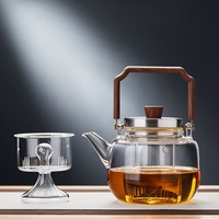 Teko Kaca Tahan Suhu Tinggi Kapasitas Besar Set Teh Kopi Gaya Zen Asia Ramah Lingkungan Tahan Lama Dapat Digunakan Ganda untuk Teh Elektrik