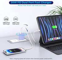 Chargeur de téléphone rapide PD QC3.0 USB Type C double port 20W en vrac, accessoires multicolores, chargeurs de téléphone portable